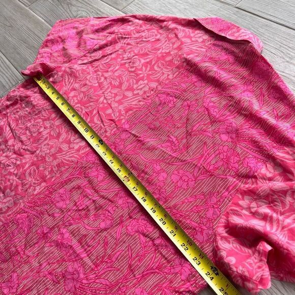 Tell Your Friends Mens‎ Pink Floral Silk Short Sleeve Button-Up Shirt Medium - Picture 5 of 8